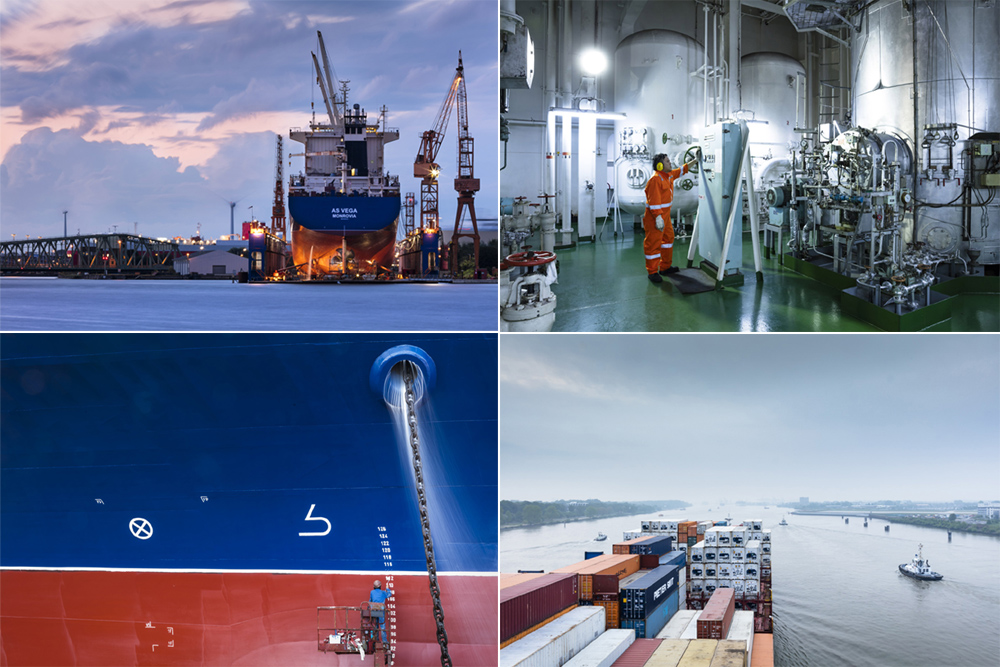 Christian O. Bruch: Bildproduktion für Ahrenkiel Steamship. 4 Christian Bruch Hafen Schiffe Ahrenkiel