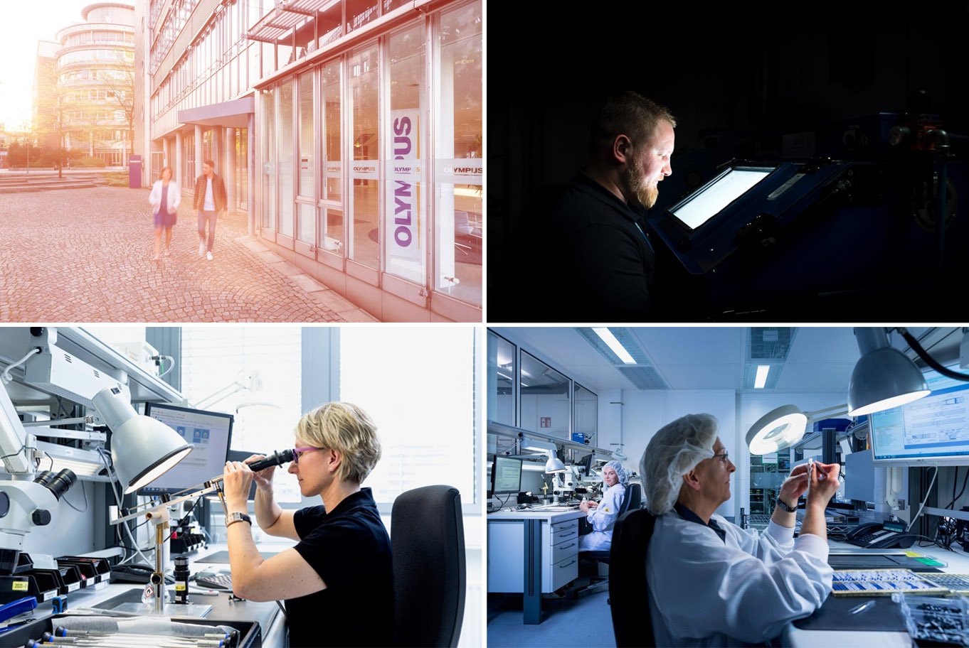 EXPOSE Christian Bruch visualisiert die präzisionstechnische Welt von OLYMPUS. 6 Corporate Fotografie: Unternehmensdarstellung für Olympus, hier Mitarbeiter im Arbeitsprozess im Labor plus Außenaufnahme des Olympus Center Hambrug © Corporate-Portrait-Fotograf Christian Bruch Hamburg