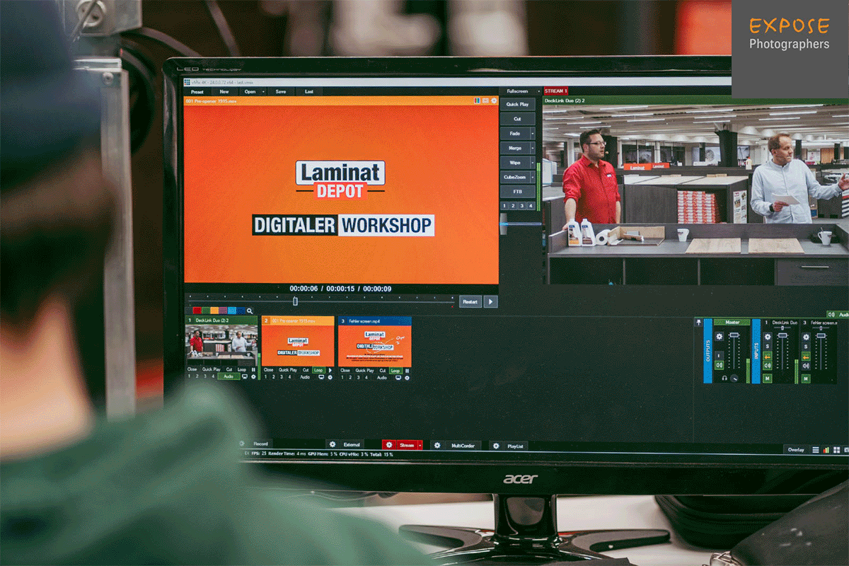 EXPOSE Corporate Video | Produktion fürs Livestream Marketing. 2 EXPOSE corporate video livestream laminatdepot